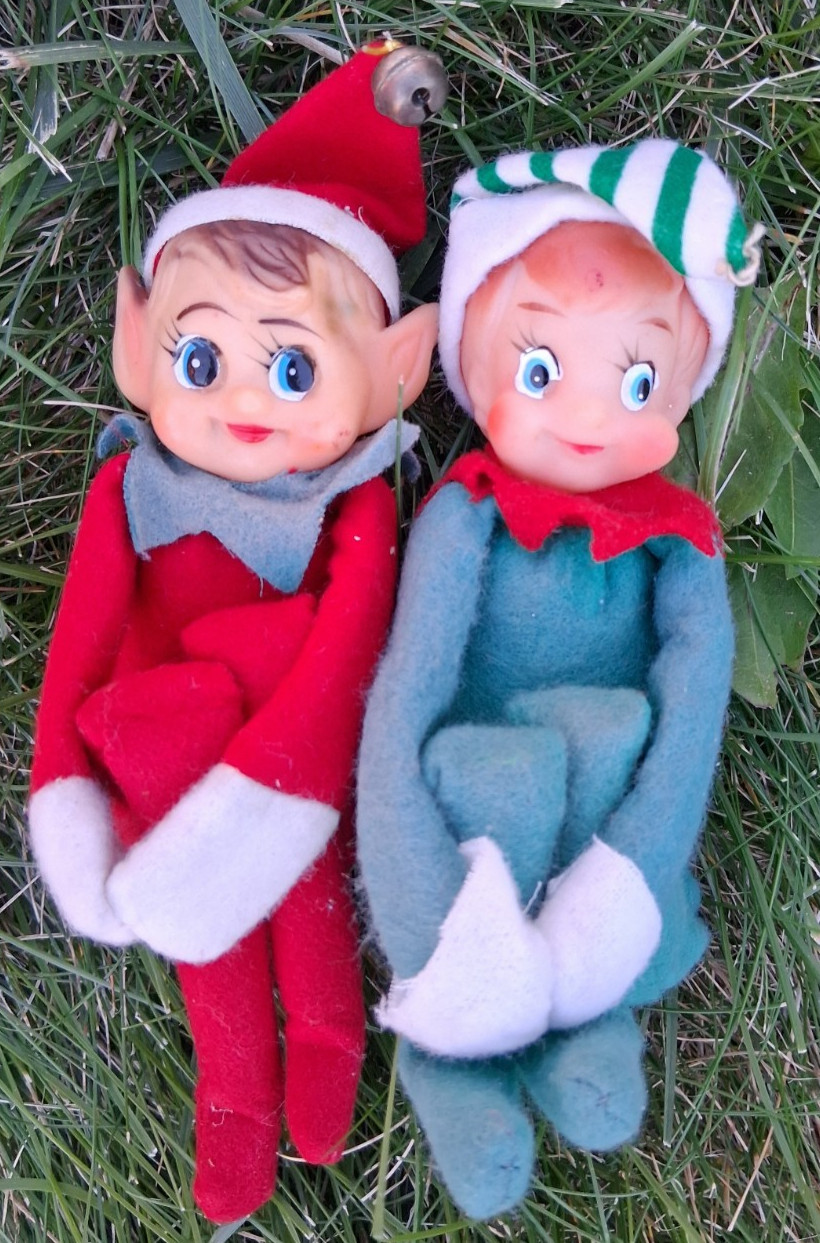Christmas Elf Pixie Lot Vintage Mid Century  Knee Hugger Japan x2