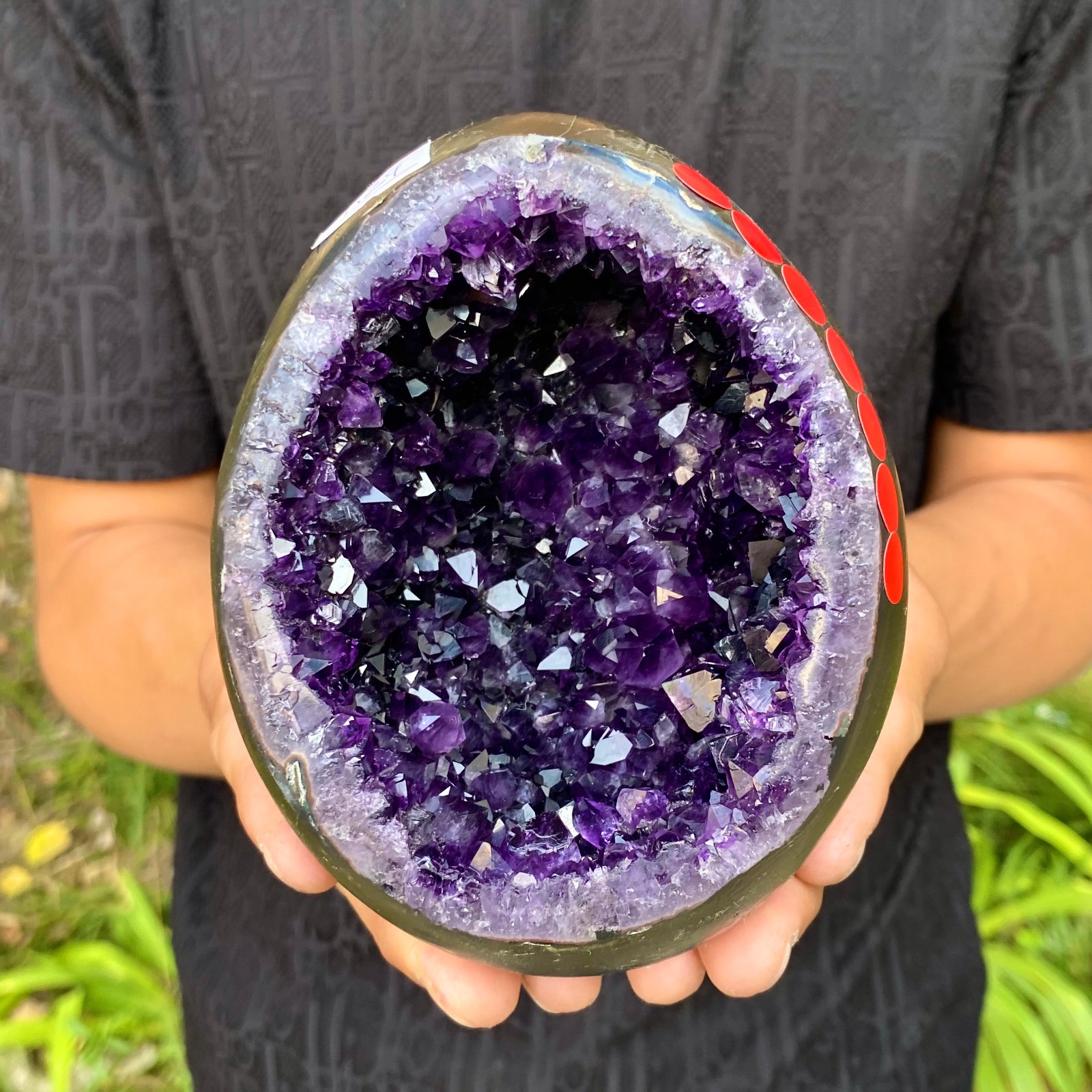 2.82LB Large Natural Amethyst geode quartz cluster crystal Egg specimen Healing