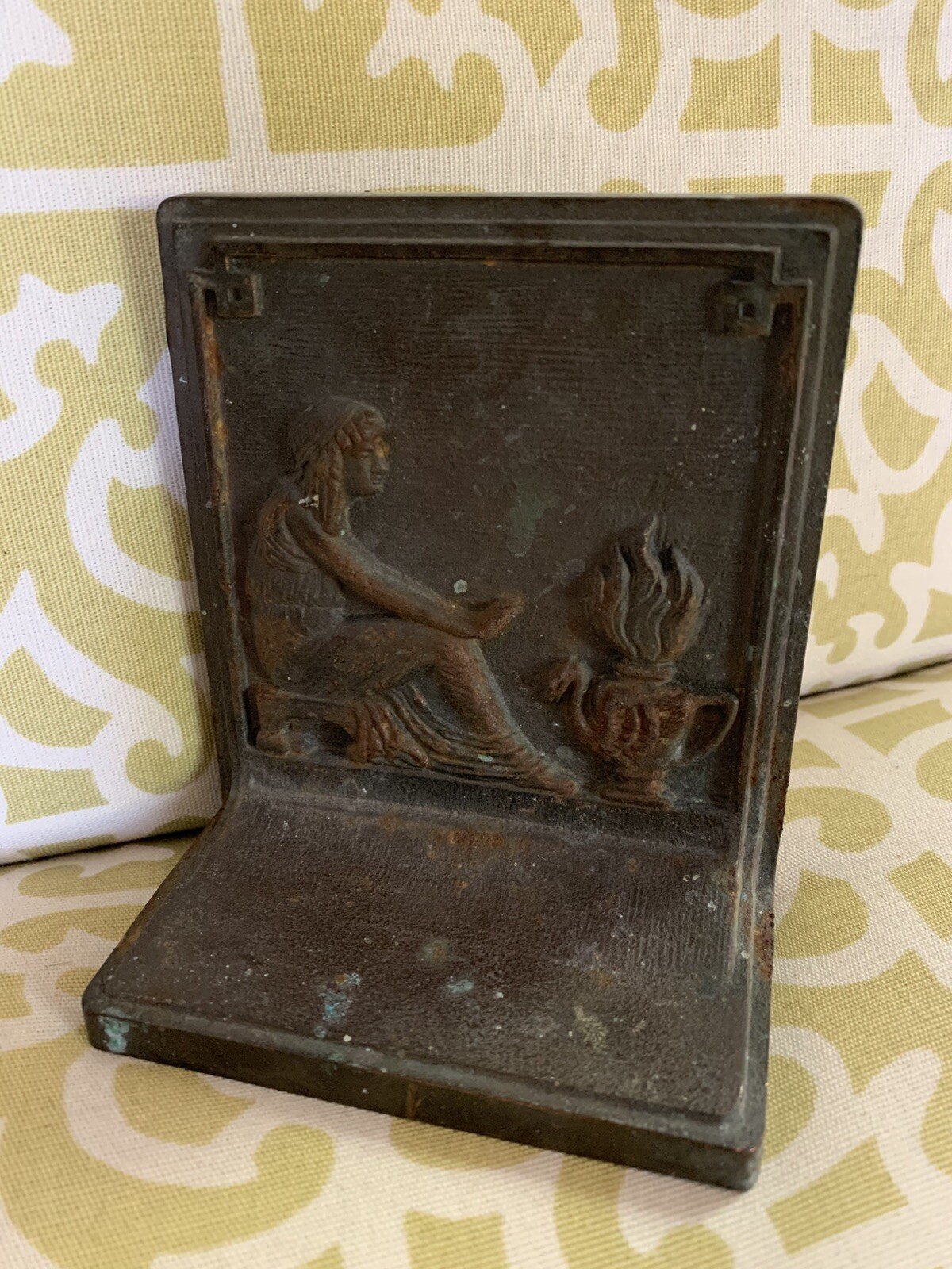 Rare Antique Bradley & Hubbard Neoclassical Vesta Fire Vestal Virgin Bookend