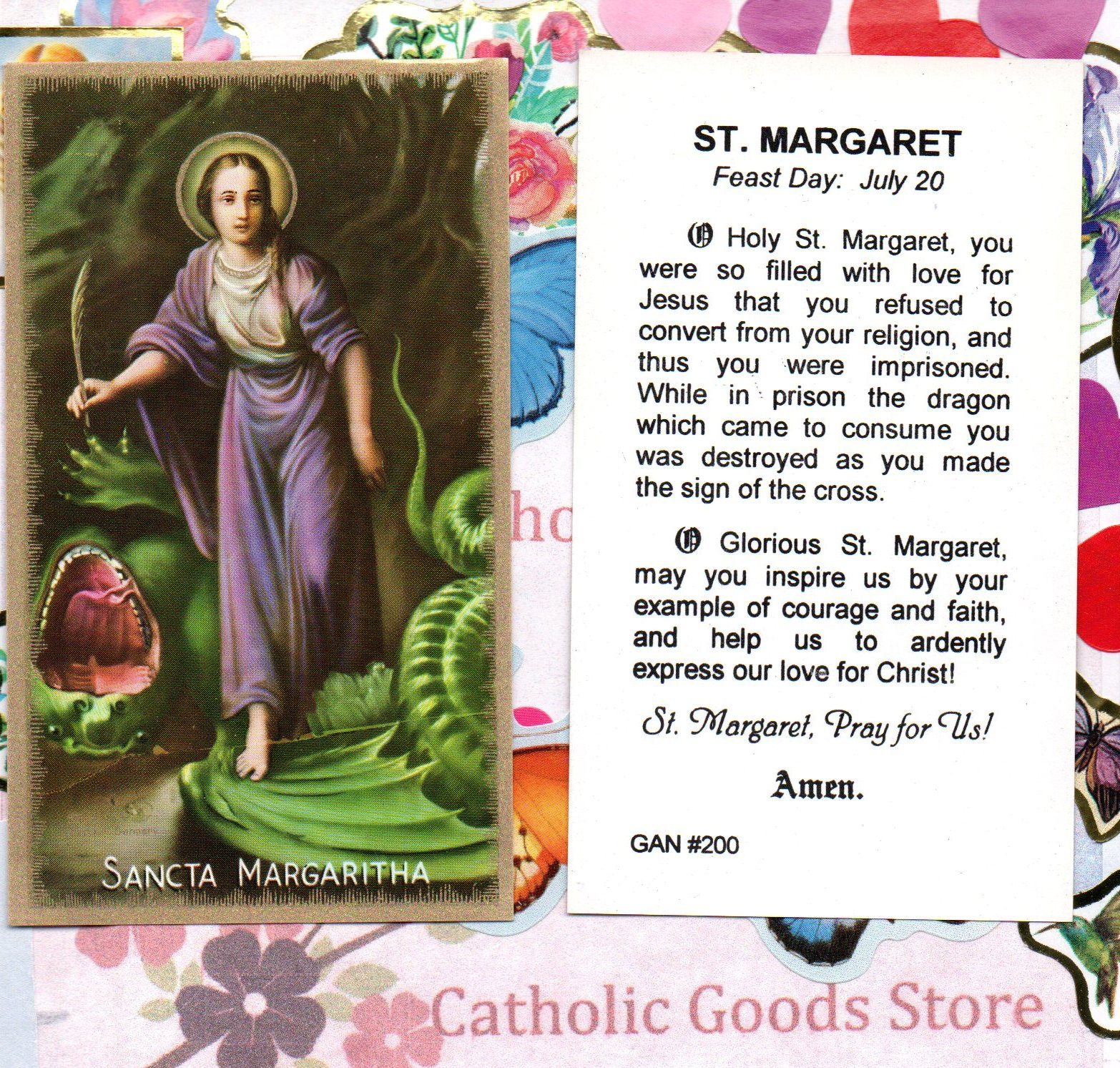 Prayer to Saint Margaret of Antioch - GAN - Paperstock Holy Card - Prayer to Saint Margaret of Antioch - GAN - Paperstock Holy Card -