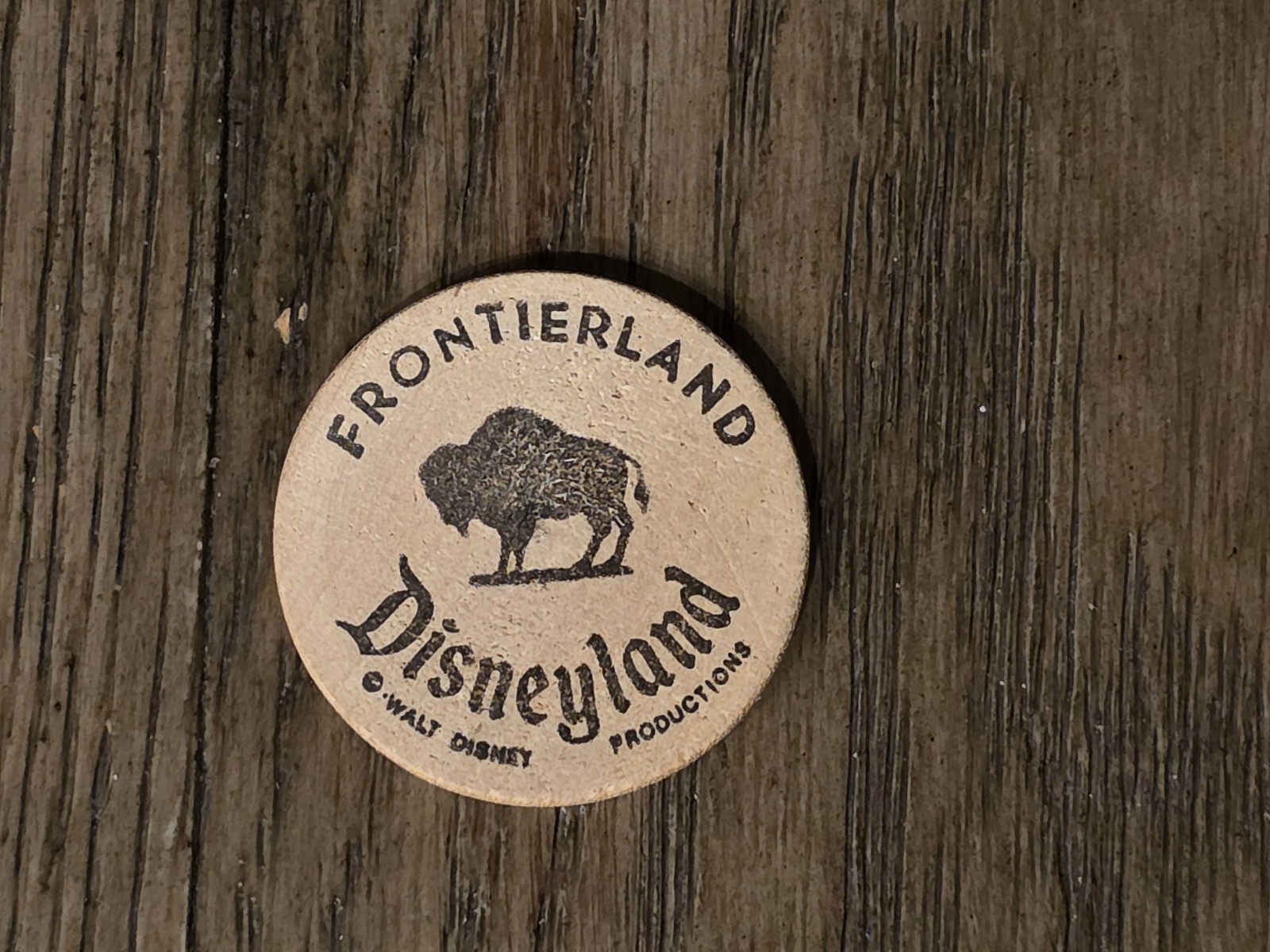 Vintage Disneyland Frontierland  Wooden Nickel 1970's Rare