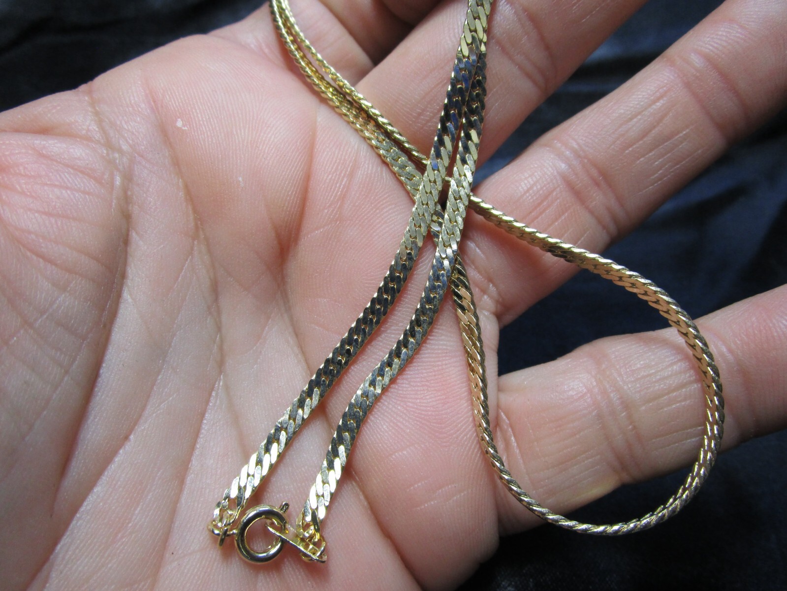 Vintage 80s Korea Herringbone Style Women\'s Gold Tone Chain Necklace - 19\ Vintage 80s Korea Herringbone Style Women\'s Gold Tone Chain Necklace - 19\