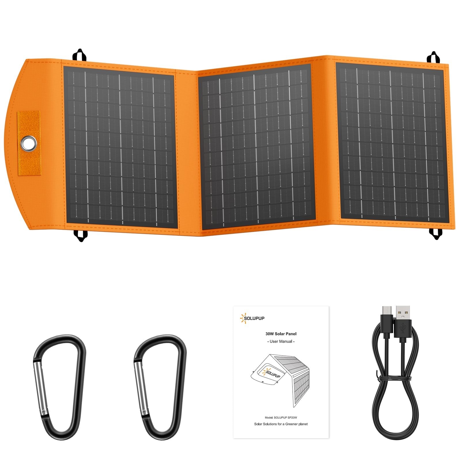 SOLUPUP Solar Panels 30W Portable Foldable Solar Charger with 5V USB-A and USB-C SOLUPUP Solar Panels 30W Portable Foldable Solar Charger with 5V USB-A and USB-C
