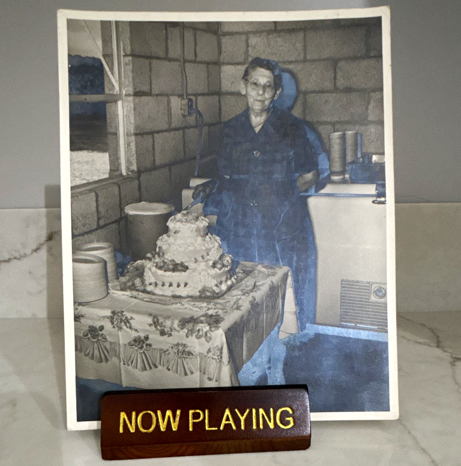 Vintage 1950s B&W Photo Woman Cutting Tiered Cake Dave Payton Anderson Indiana