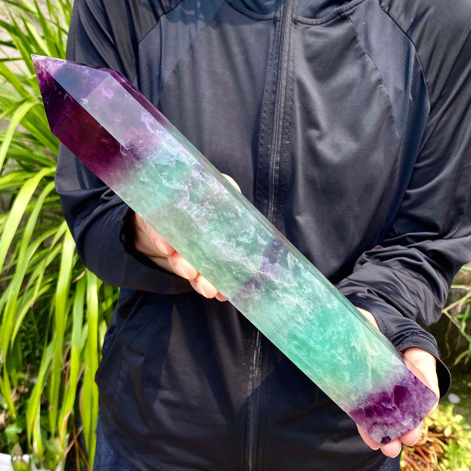 3.21LB Natural Fluorite Crystal Column Magic Wand Obelisk Point Earth Healing