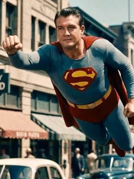 RARE COLOR STILL SUPERMAN GEORGE REEVES FLYING RARE COLOR STILL SUPERMAN GEORGE REEVES FLYING