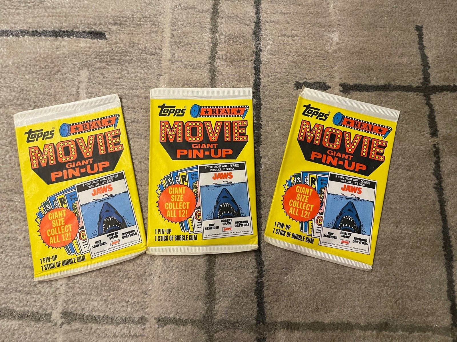 Vintage Topps 1981 Real Movie Giant Pin-Up 3 Unopened factory sealed packs