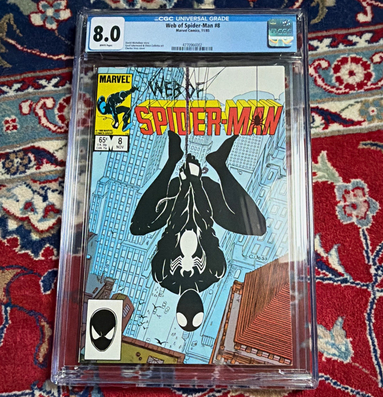Web of Spider-Man #8 CGC 8.0 (1985) Marvel Comics Bill Mantlo Al Milgrom Web of Spider-Man #8 CGC 8.0 (1985) Marvel Comics Bill Mantlo Al Milgrom