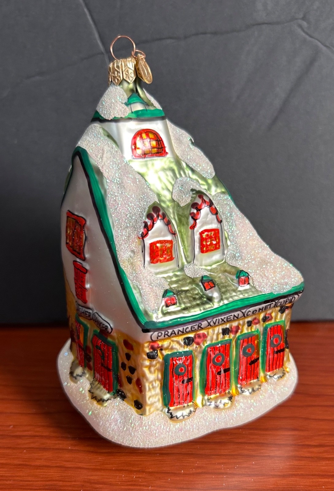 Vintage Dept 56 Reindeer Barn Glass Ornament 17704 Night Before Christmas 1997 Vintage Dept 56 Reindeer Barn Glass Ornament 17704 Night Before Christmas 1997
