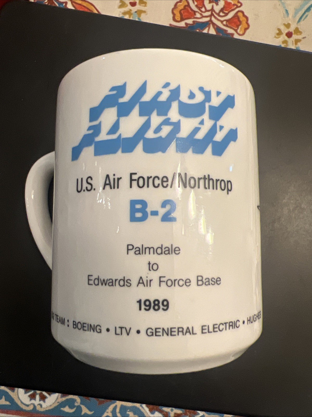 Vintage B-2 Spirit First Flight Mug 1989 USAF Northrop Palmdale Edwards Mint
