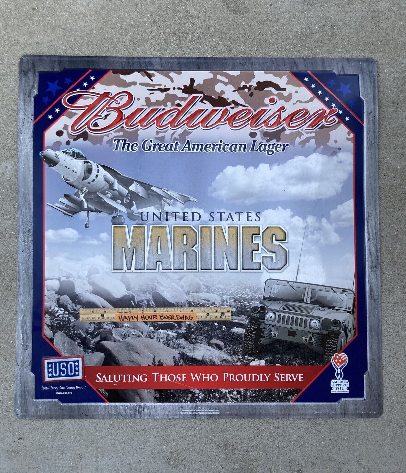 🔥 Rare 2006 Budweiser Beer US Marines  USMC Marine Corps Military Tin Bar sign