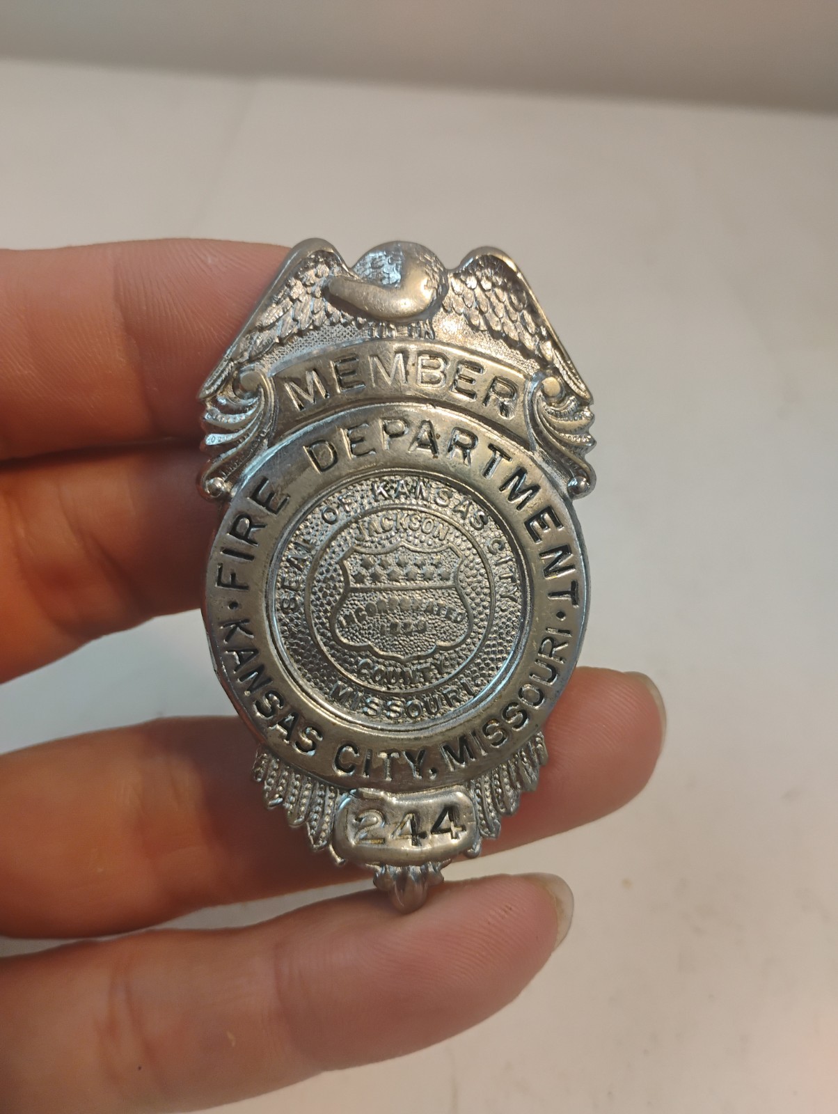 Vintage Obsolete Fireman\'s Badge  Dept. Kansas City Missouri 