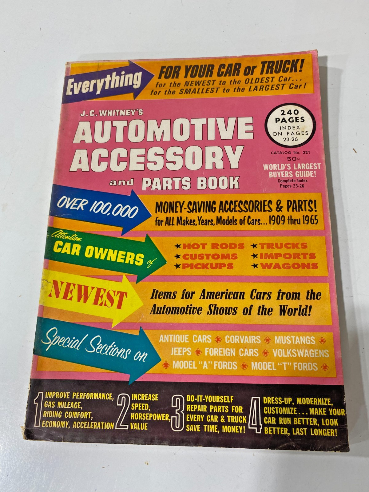 Vintage mid 60's JC Whitney & Co Auto Parts Catalog #221 Vintage mid 60's JC Whitney & Co Auto Parts Catalog #221