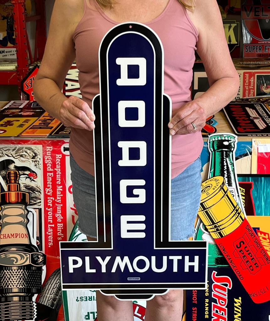 Antique Vintage Style Sign Dodge Plymouth NOT Porcelain Made USA 30x16