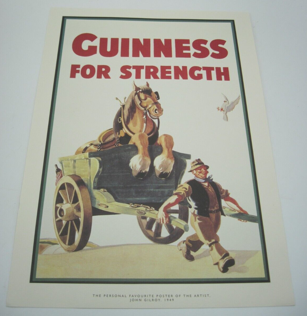 1990's Era Guinness Beer Advertising Poster Guinness For Strength Gilroy 1949 1990's Era Guinness Beer Advertising Poster Guinness For Strength Gilroy 1949