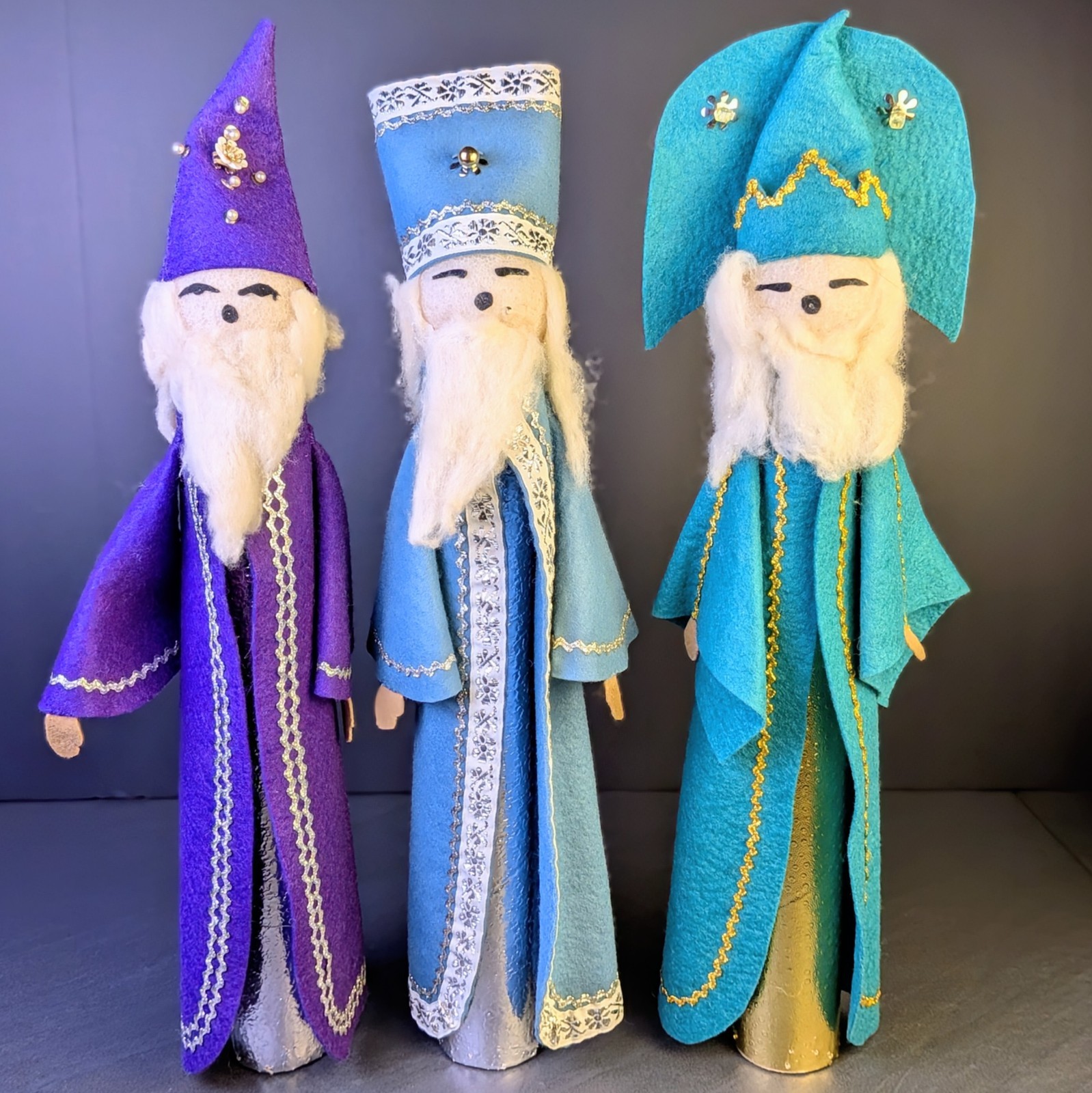 Vintage 1963 Handmade Three Wise Men Christmas Folk Art Nativity Set 15\ Vintage 1963 Handmade Three Wise Men Christmas Folk Art Nativity Set 15\
