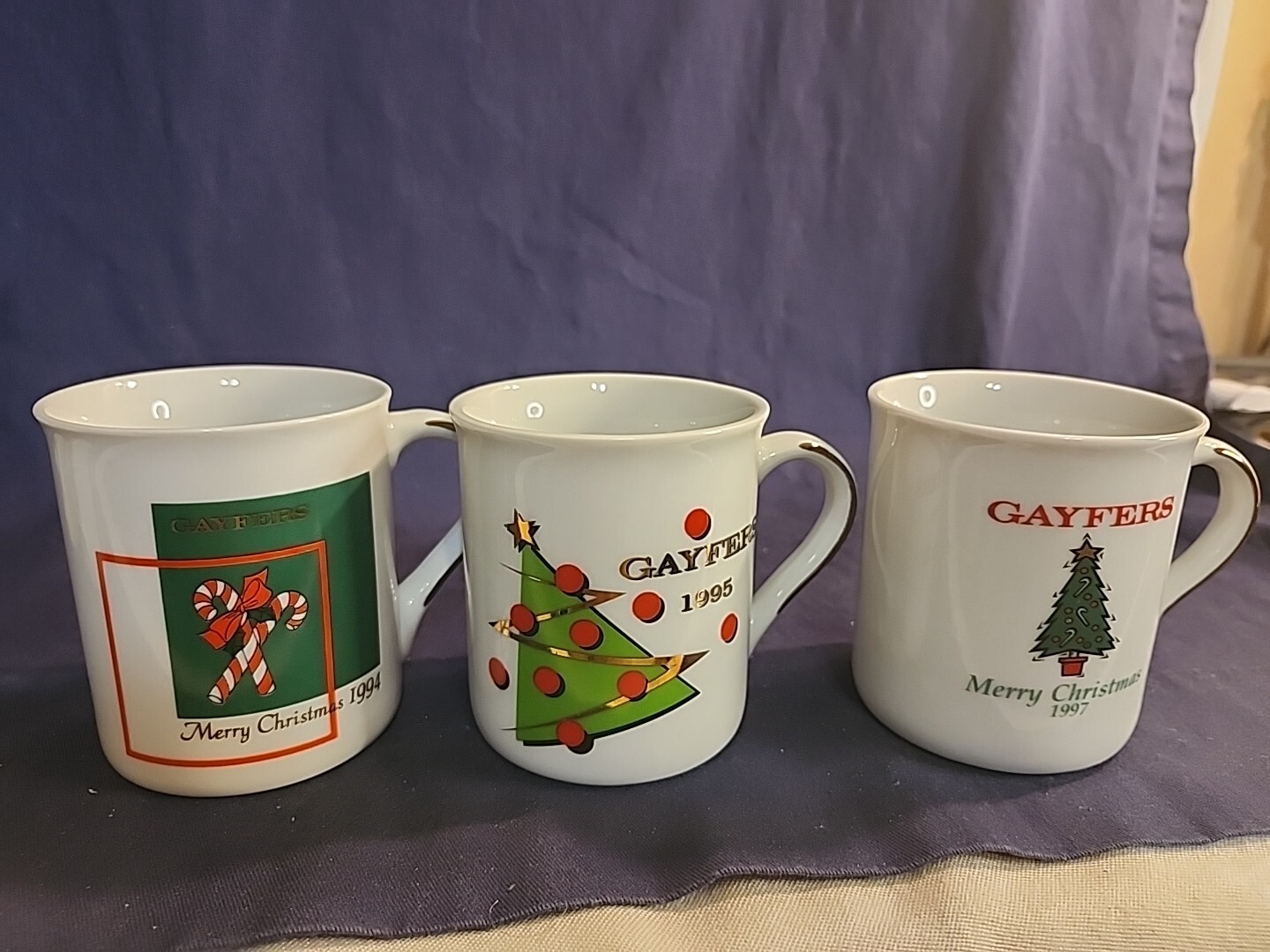Vintage Gayfers 1994,95,97 Royal Ann Fine China Coffee Mugs Set of 3 Vintage Gayfers 1994,95,97 Royal Ann Fine China Coffee Mugs Set of 3
