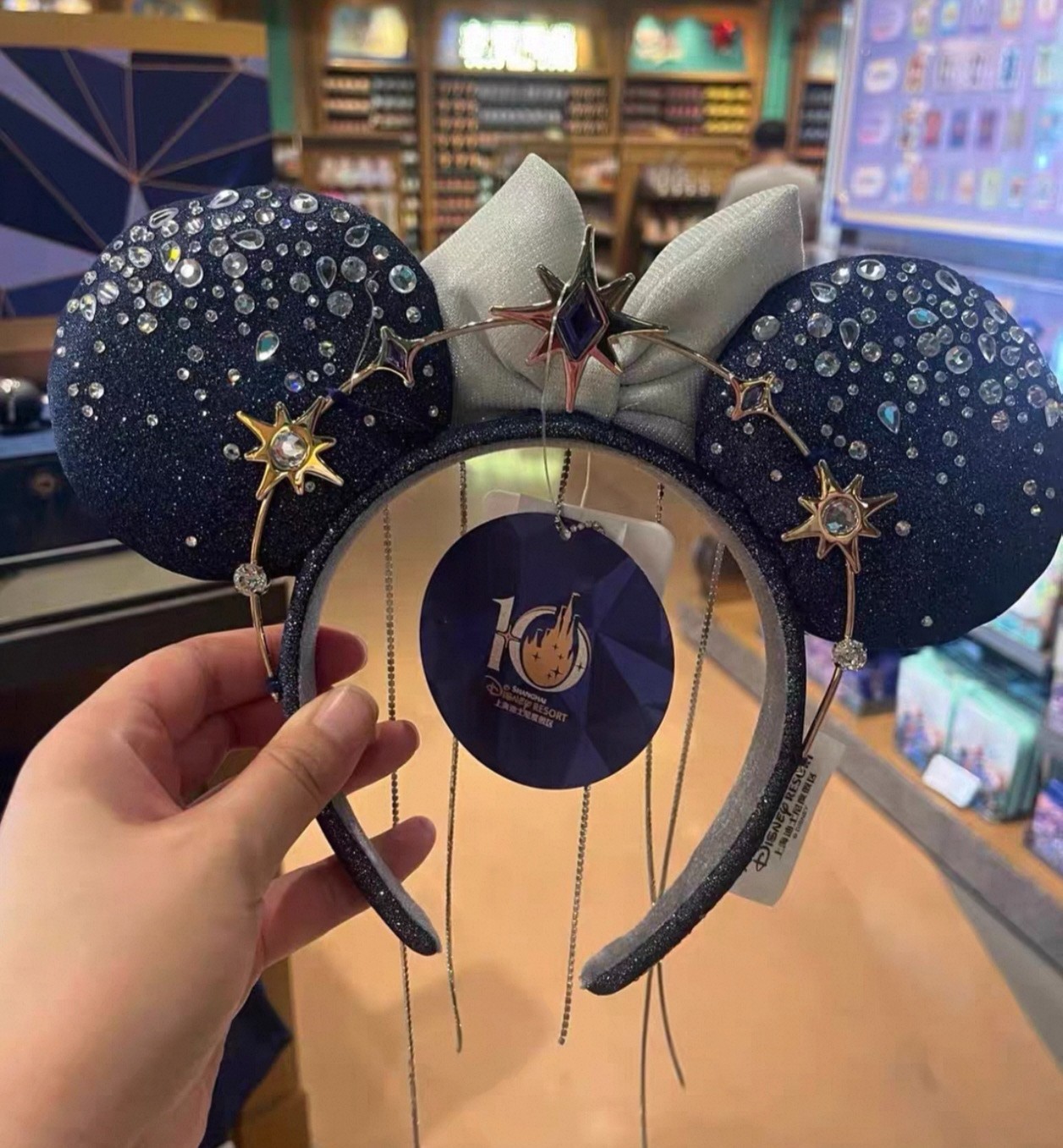 Shanghai Disney 10th Anniv Club 33 Minnie Ear Headband Star Rhinestone Tassel Shanghai Disney 10th Anniv Club 33 Minnie Ear Headband Star Rhinestone Tassel