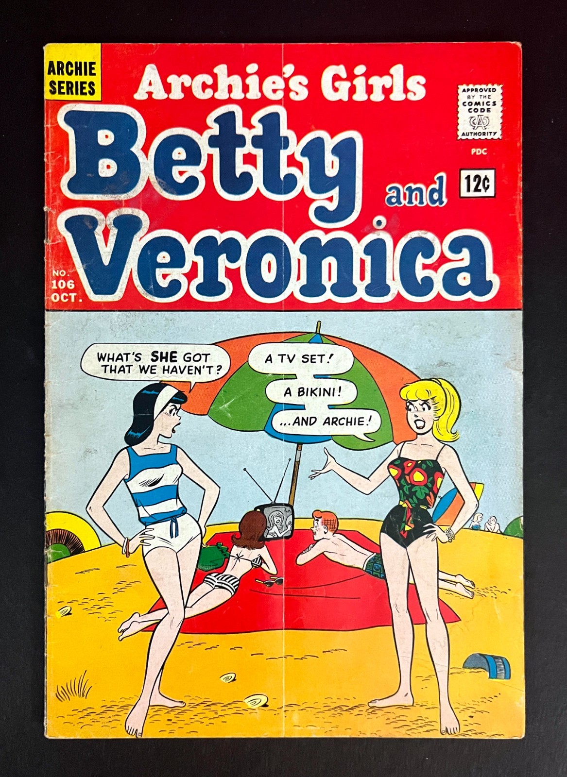 BETTY AND VERONICA #106 Dan DeCarlo Bikini Beach Cover Art Archie Comics 1964 BETTY AND VERONICA #106 Dan DeCarlo Bikini Beach Cover Art Archie Comics 1964