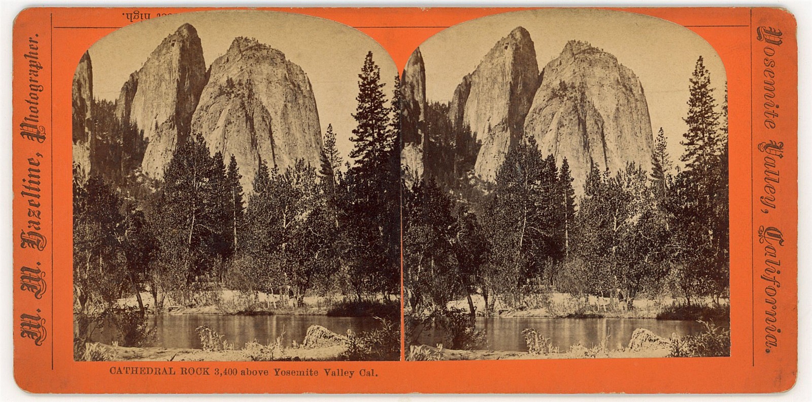YOSEMITE STEREOVIEW - Cathedral Rock - MM Hazeltine 1870s YOSEMITE STEREOVIEW - Cathedral Rock - MM Hazeltine 1870s