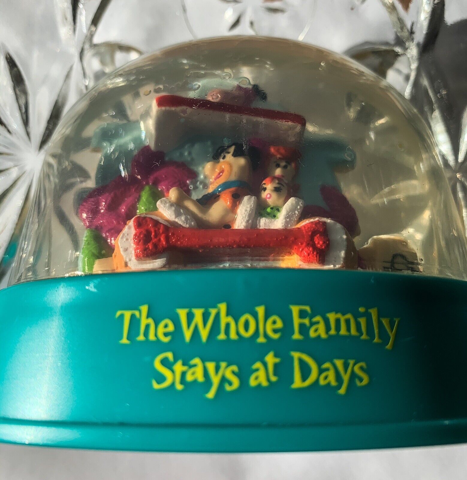 1994 Official The Flintstones Snow Globe Fred Wilma & Pebbles Commemorative Days