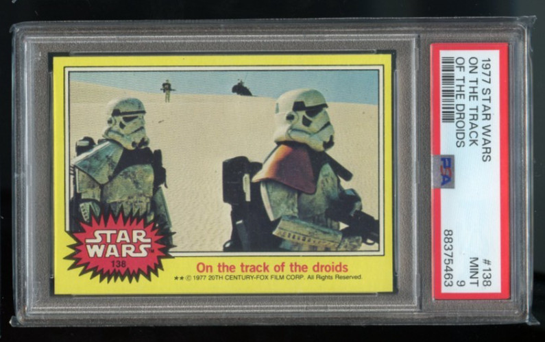 1977 Topps Star Wars #138 On the Track Of The Droids Series 3 Yellow PSA 9 Mint 1977 Topps Star Wars #138 On the Track Of The Droids Series 3 Yellow PSA 9 Mint