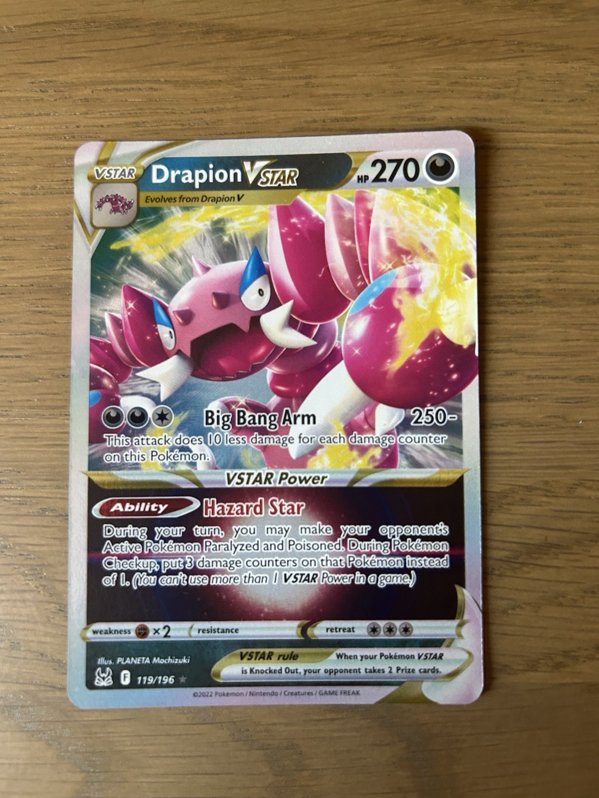 Pokemon Drapion VSTAR Holo Card 119/196: Lost Origin Ultra Rare Pokemon Drapion VSTAR Holo Card 119/196: Lost Origin Ultra Rare