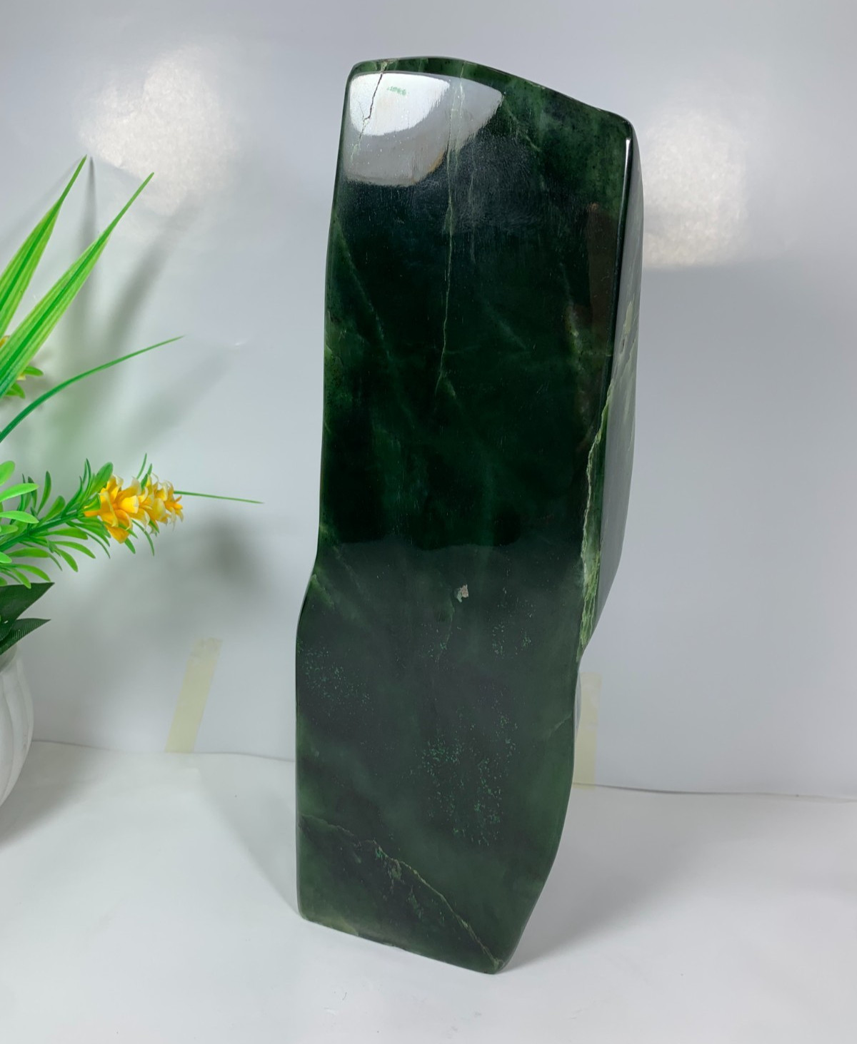 3.9kg Natural Nephrite Jade Polished Green Stone Freeform Crystal Rough Shape