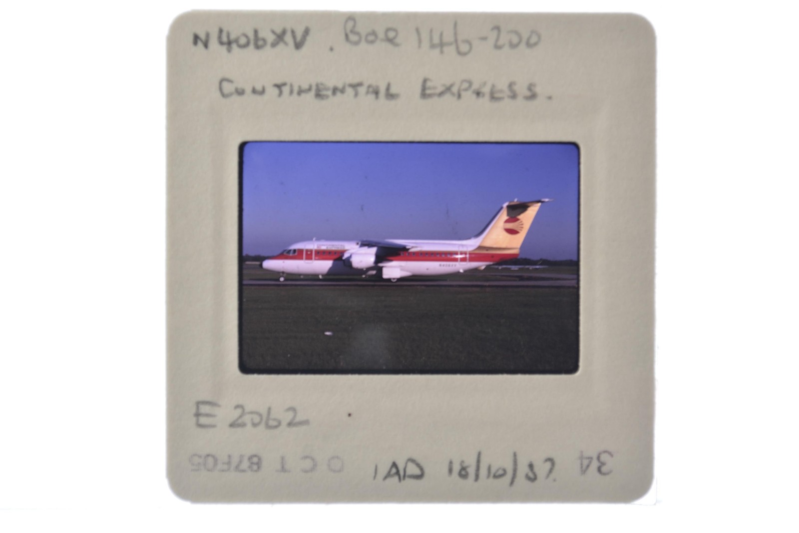 BAE 146-200 N406XV Continental Express Aircraft IAD 1987 Photo 35mm Slide
