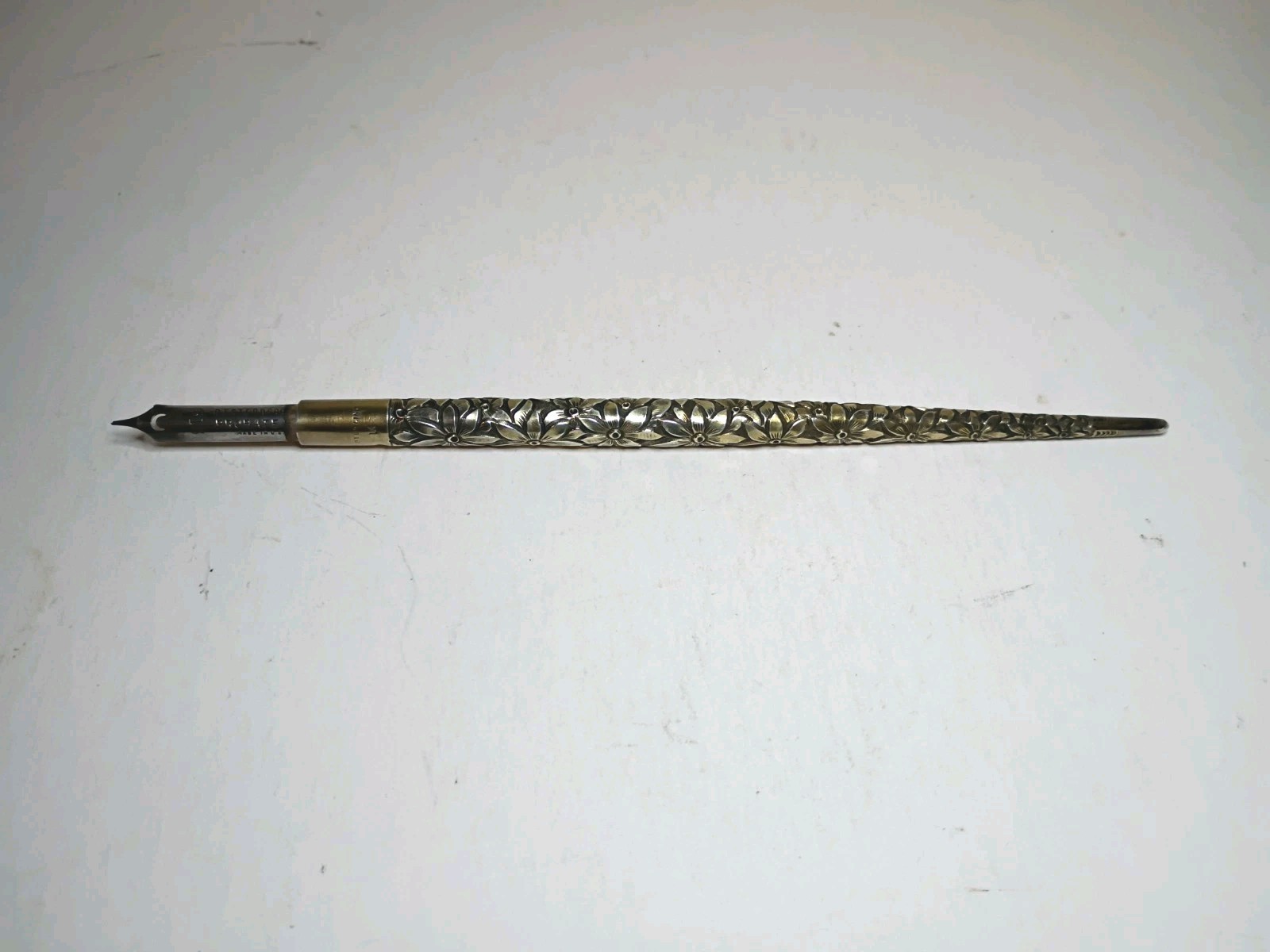 Gorgeous Antique Sterling Silver Dip Pen Fountain Pen Floral Design Gorgeous Antique Sterling Silver Dip Pen Fountain Pen Floral Design