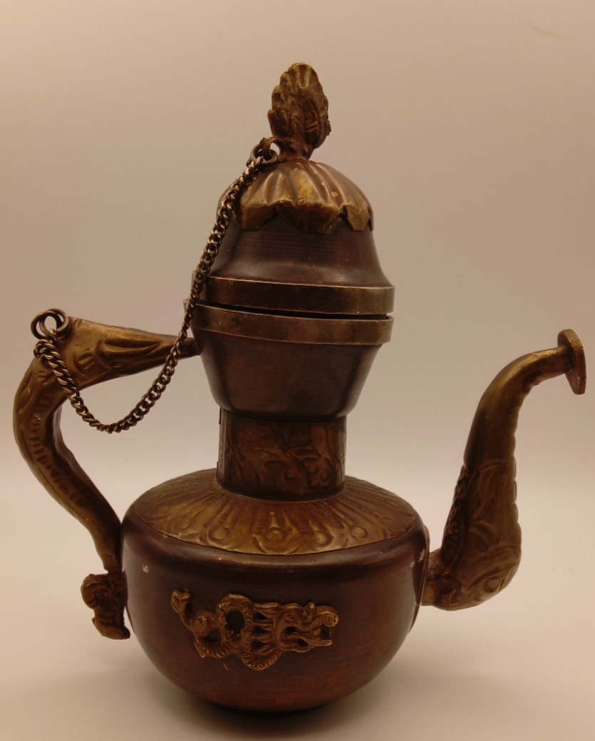 Vintage Tibetan Metal Dragon Teapot/Ceremonial Ritual Water Ewer Folk Art 6.5 Vintage Tibetan Metal Dragon Teapot/Ceremonial Ritual Water Ewer Folk Art 6.5