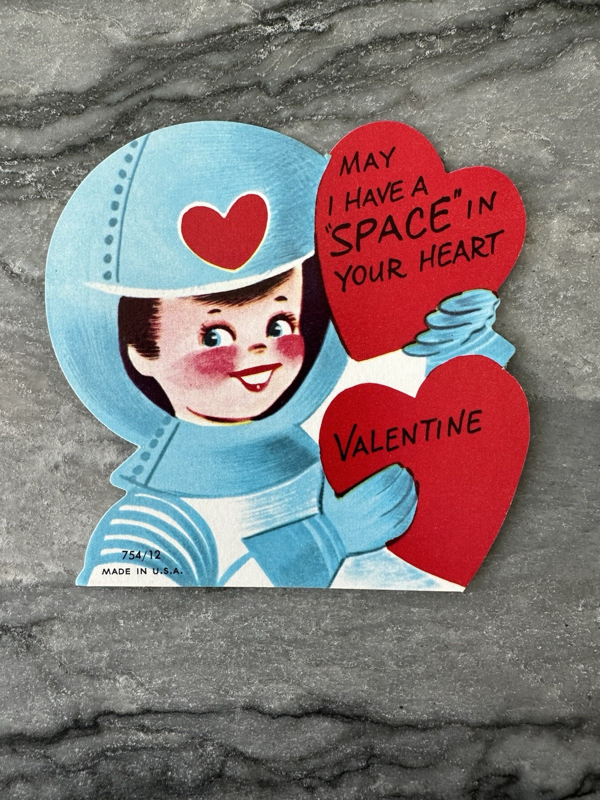 Unused NOS Vintage Valentine Cute Boy Astronaut Suit Space Planet Heart Rare Unused NOS Vintage Valentine Cute Boy Astronaut Suit Space Planet Heart Rare