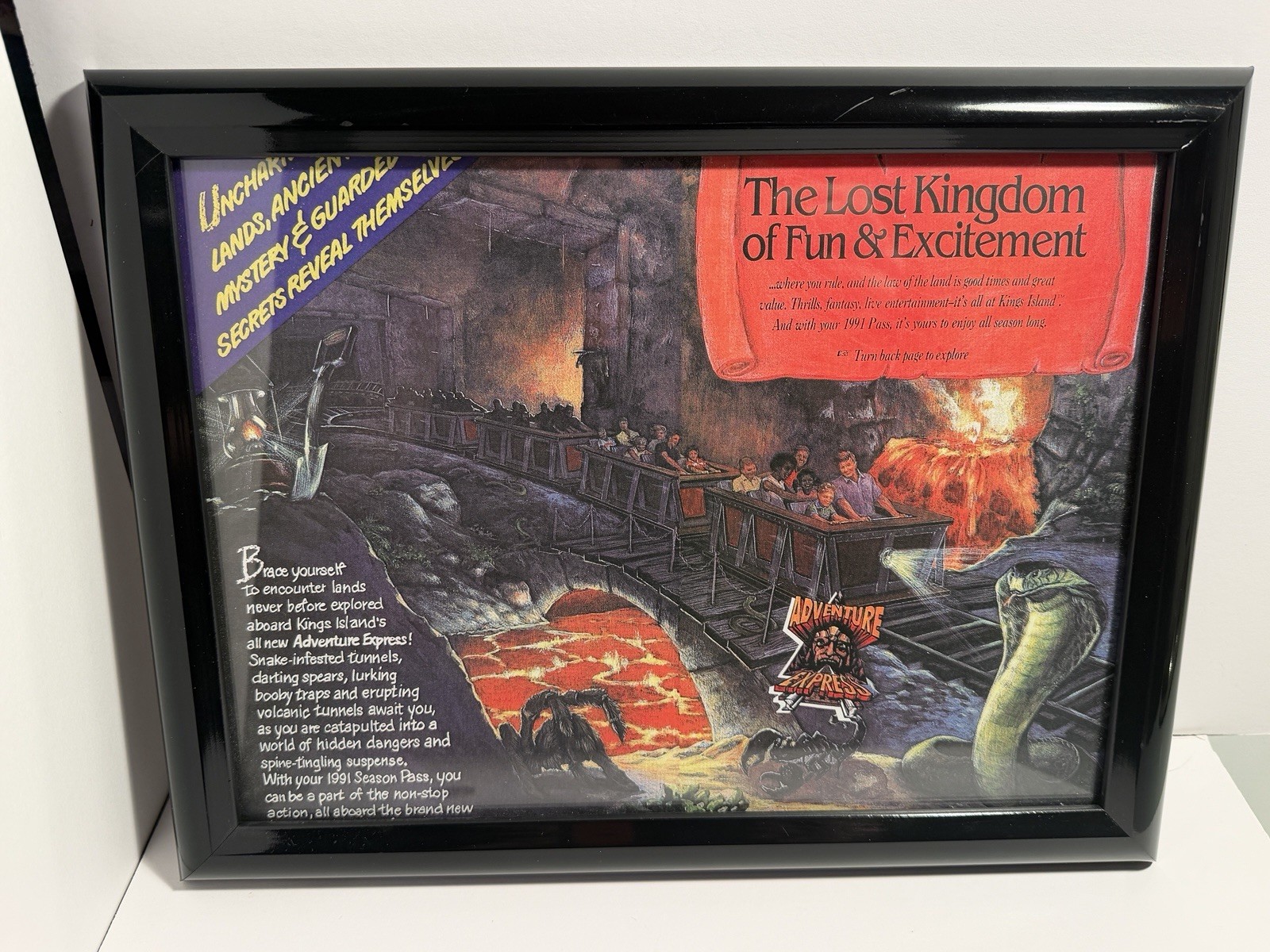 Kings Island Adventure Express Concept Art Promotion Framed Reprint Coaster 1991 Kings Island Adventure Express Concept Art Promotion Framed Reprint Coaster 1991