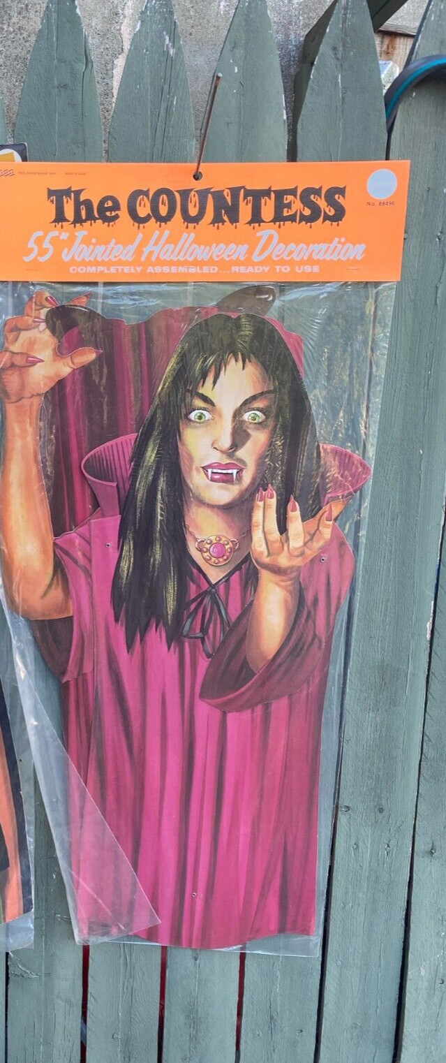 1970's Jointed The Countess Cardboard 55 in Halloween Decoration 1970's Jointed The Countess Cardboard 55 in Halloween Decoration