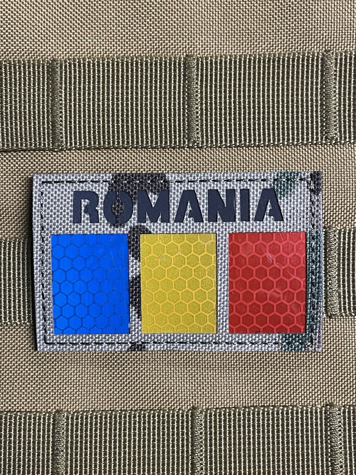 Romania IR Reflective National Flag Tactical Patch Hook Loop Multicam Color