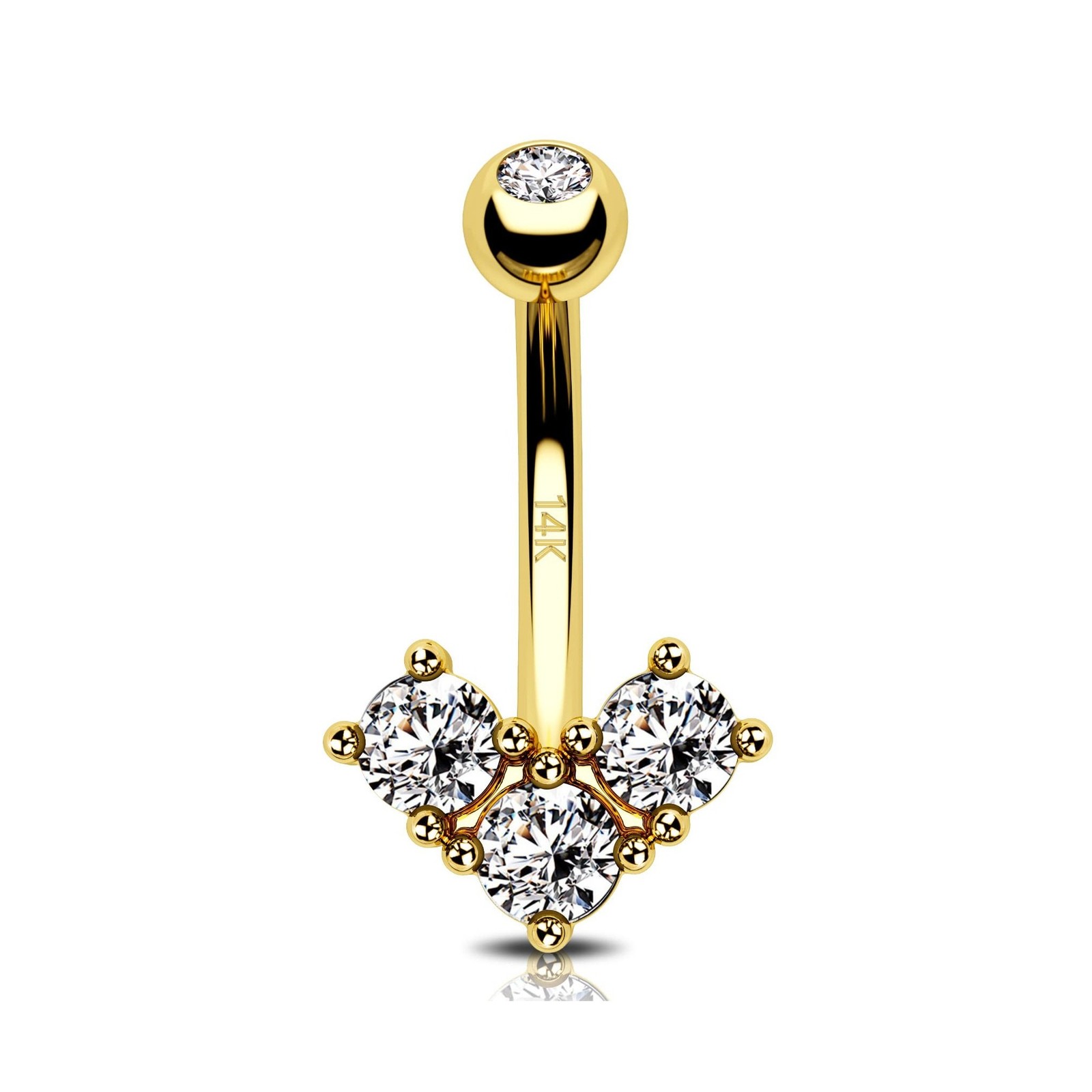 14k Real Gold Belly Button Rings for Women - Solid Yellow Gold Belly Piercing...
