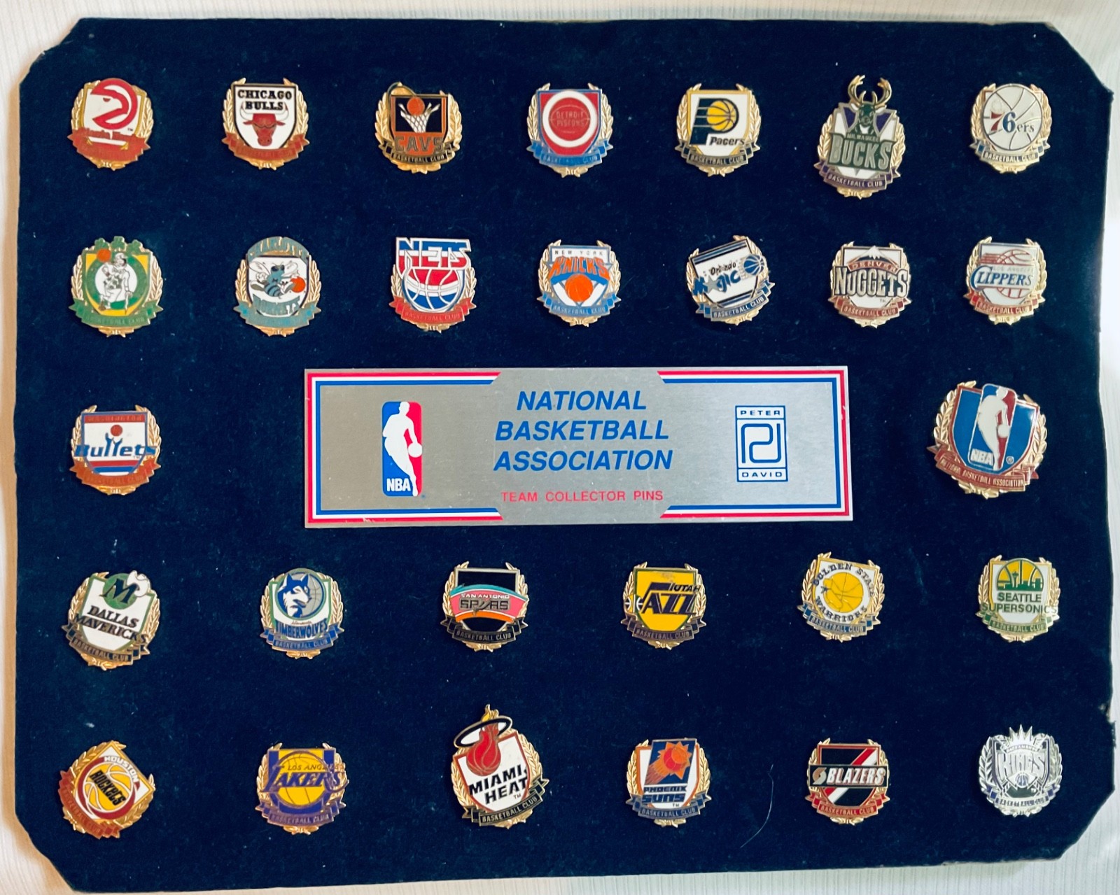 Vintage 90's NBA 30 Team Collector Enamel Pins Mounted 11