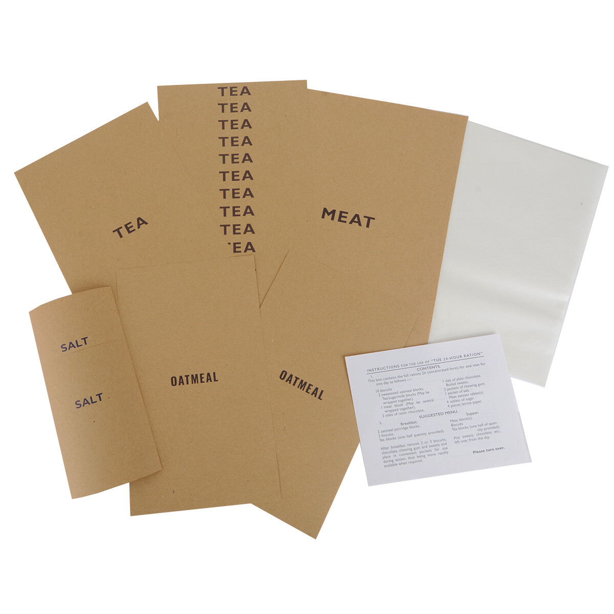 Repro WW2 British 24 Hour Ration Box Food Wrappers + Instructions - Reenactment