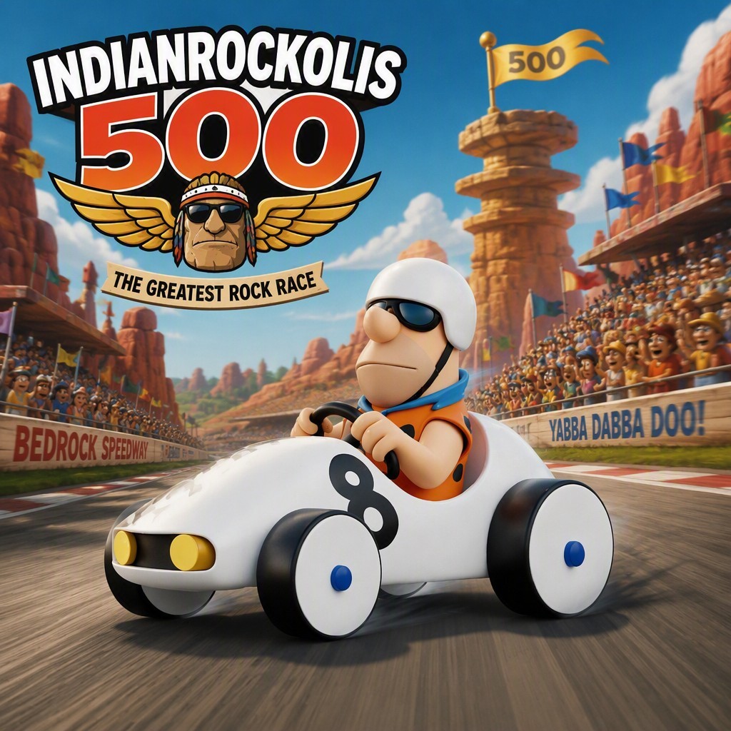 1/16 Scale Fred Flintstone Indianrockolis 500 #8 Race Car Fan Art Collectible 1/16 Scale Fred Flintstone Indianrockolis 500 #8 Race Car Fan Art Collectible
