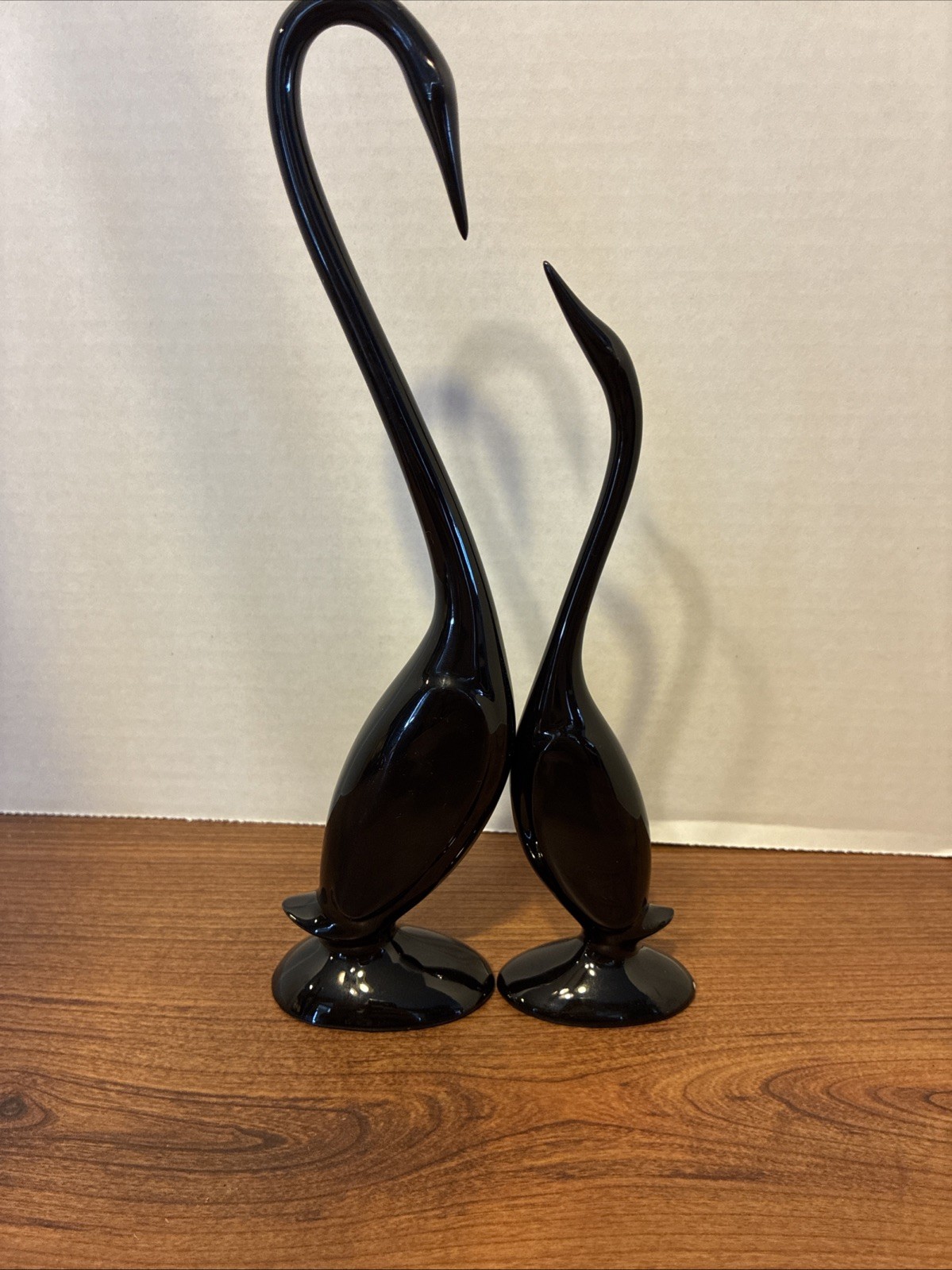 Vintage Pair Of Mid Century Pottery Black Swan Figurines 9 Vintage Pair Of Mid Century Pottery Black Swan Figurines 9