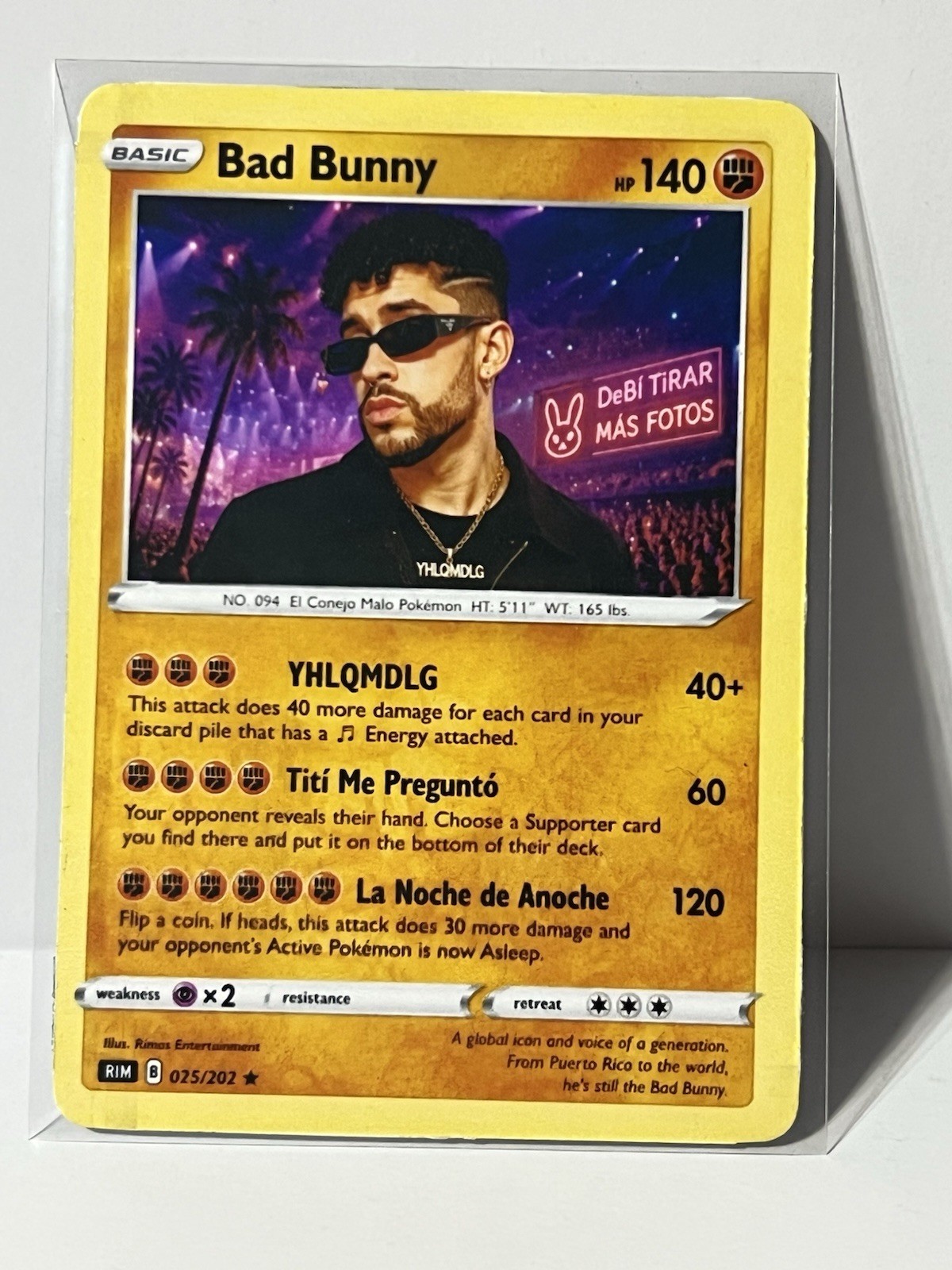 Bad Bunny Custom Trading Card – Handmade Fan Art Collectible Souvenir Bad Bunny Custom Trading Card – Handmade Fan Art Collectible Souvenir