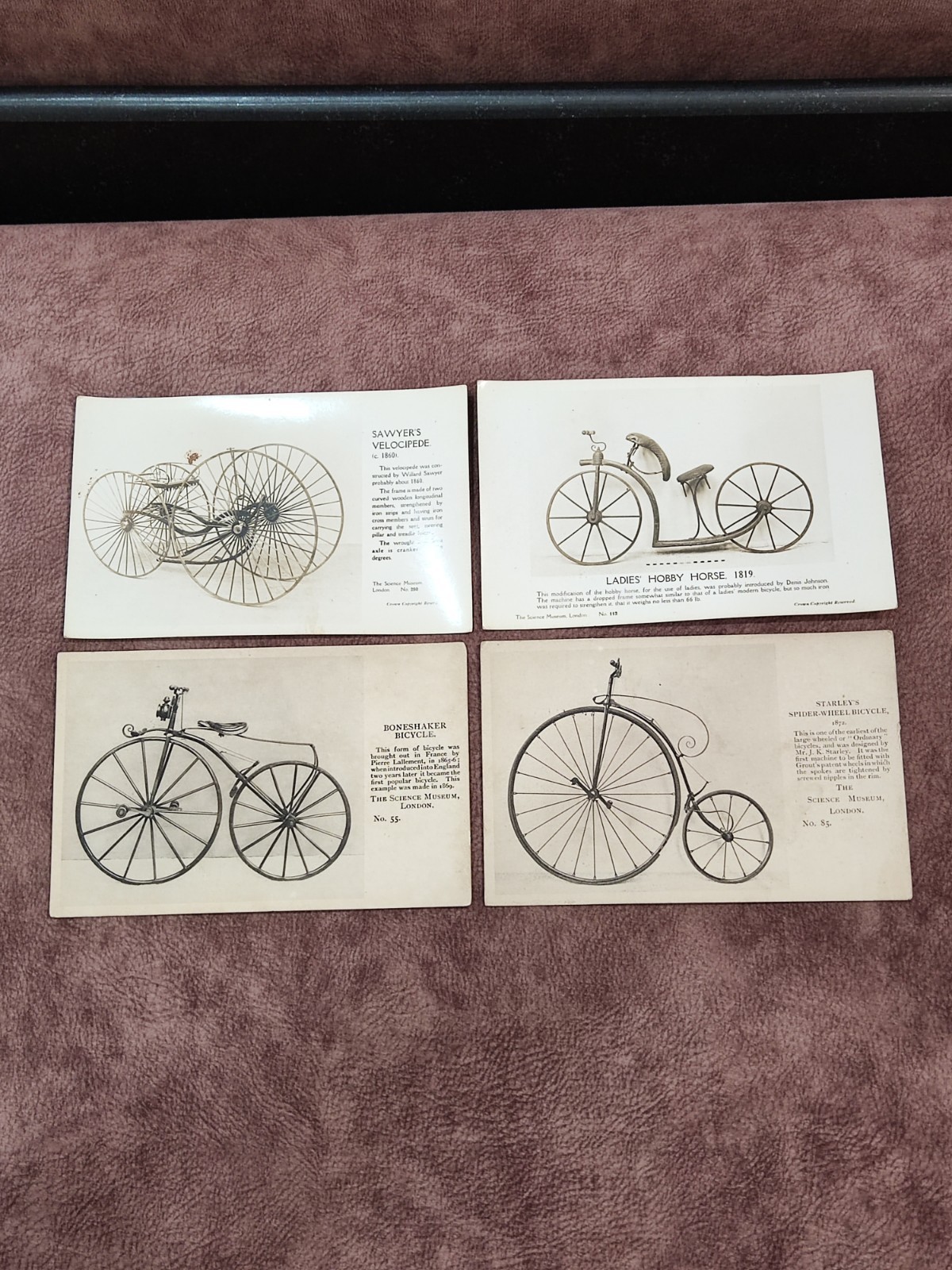 Rare Set of Vintage Science Museum Bicycle Postcards with Colonial Ind Education Rare Set of Vintage Science Museum Bicycle Postcards with Colonial Ind Education