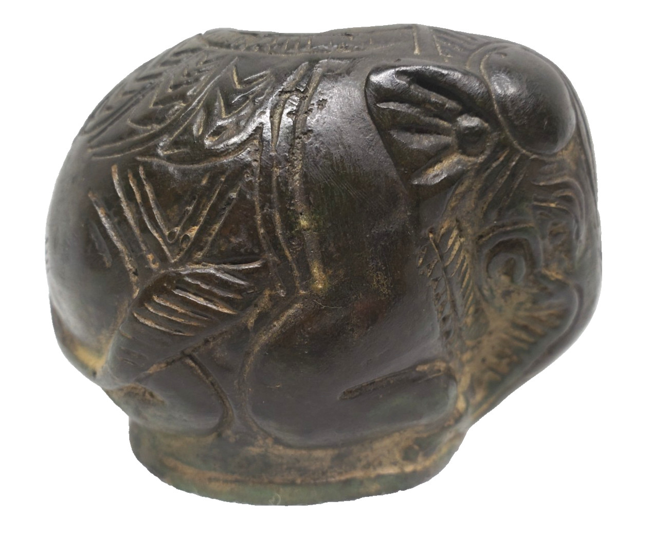 Antique 19thC Chinese Bronze Elephant Scholar Water Dropper Signed 3.5