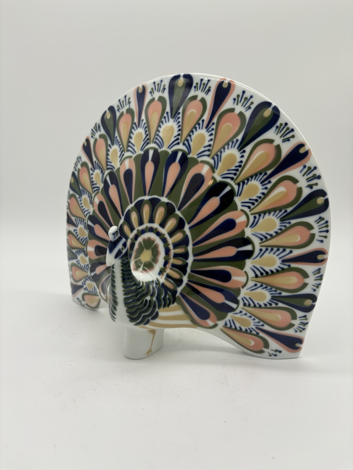 Vintage Sargadelos Porcelain Peacock Figurine Pavo Real No 2 Spain Modernist