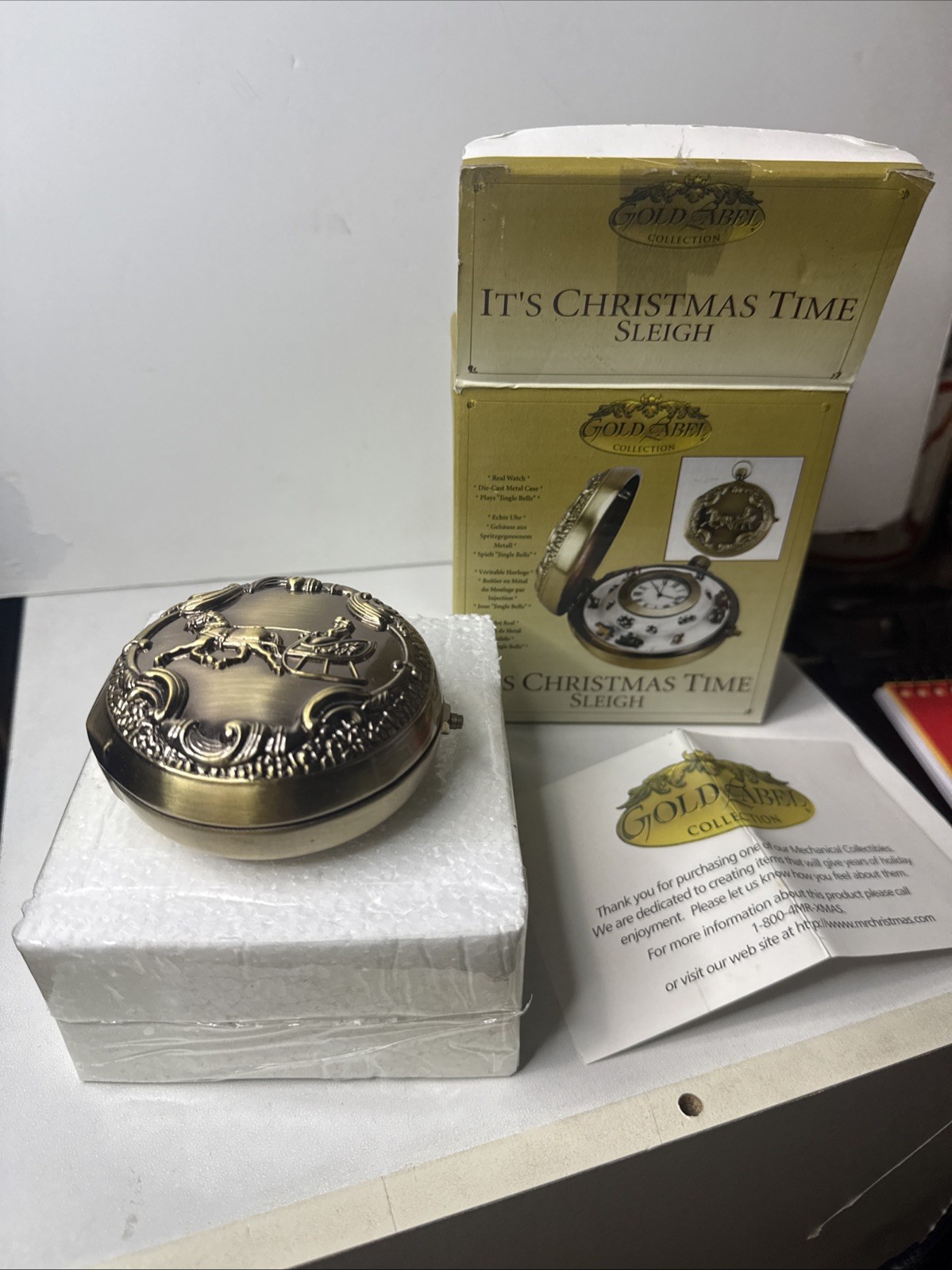 NOS Gold Label Christmas Train Pocket Watch Music Box Bronner’s w/ Box NOS Gold Label Christmas Train Pocket Watch Music Box Bronner’s w/ Box