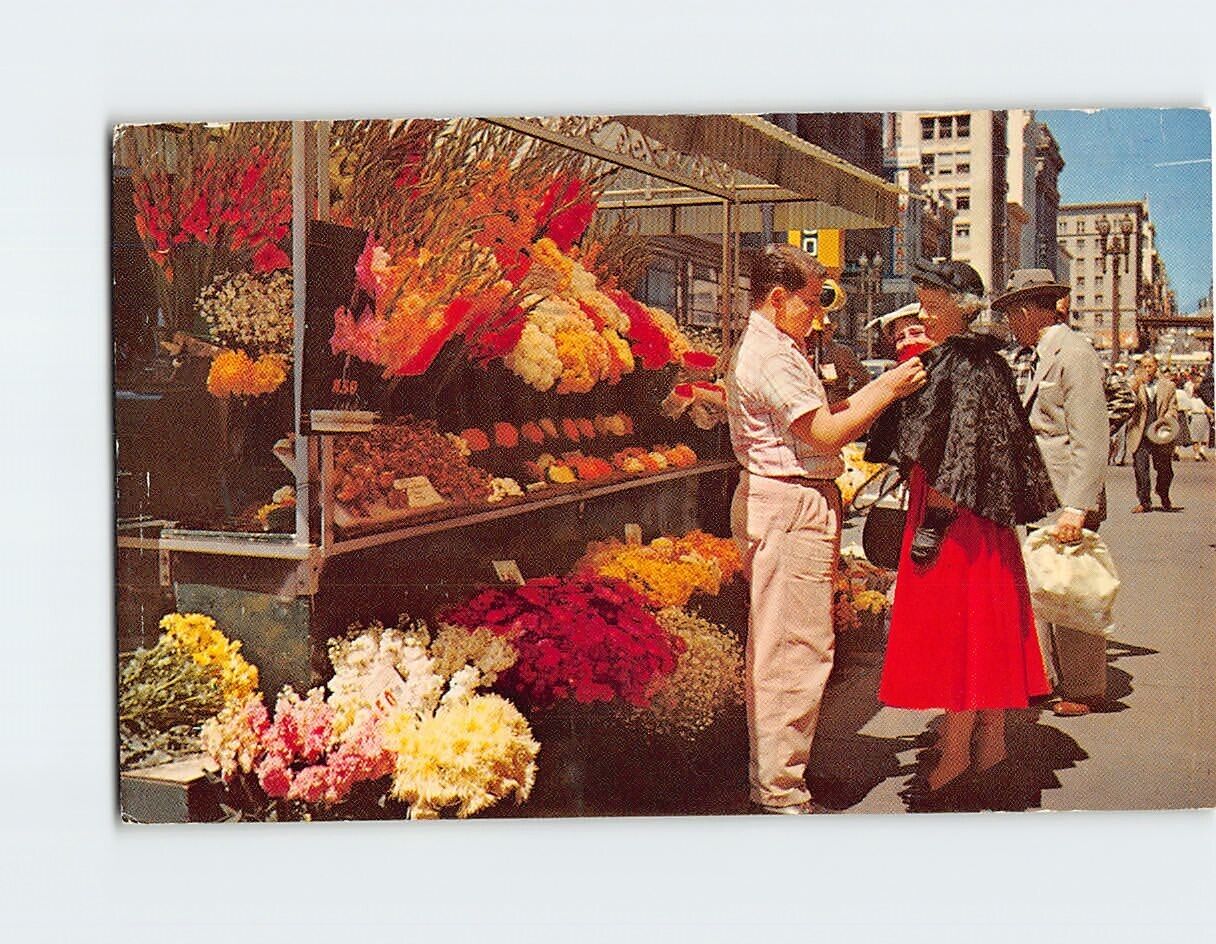 Postcard Street Flower Vendors San Francisco California USA