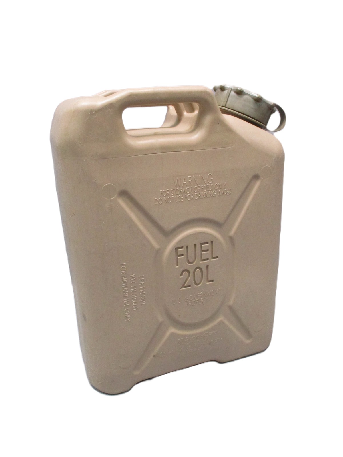 Desert Tan Military Fuel Can 5 Gallon Storage Container - Used 20L Capacity