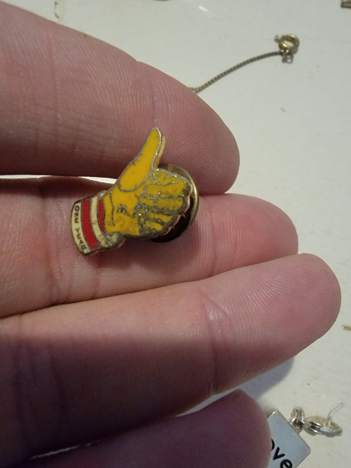 McDonald\'s One Year Pin Ronald hand glove employee button pinback thumbs up RARE McDonald\'s One Year Pin Ronald hand glove employee button pinback thumbs up RARE