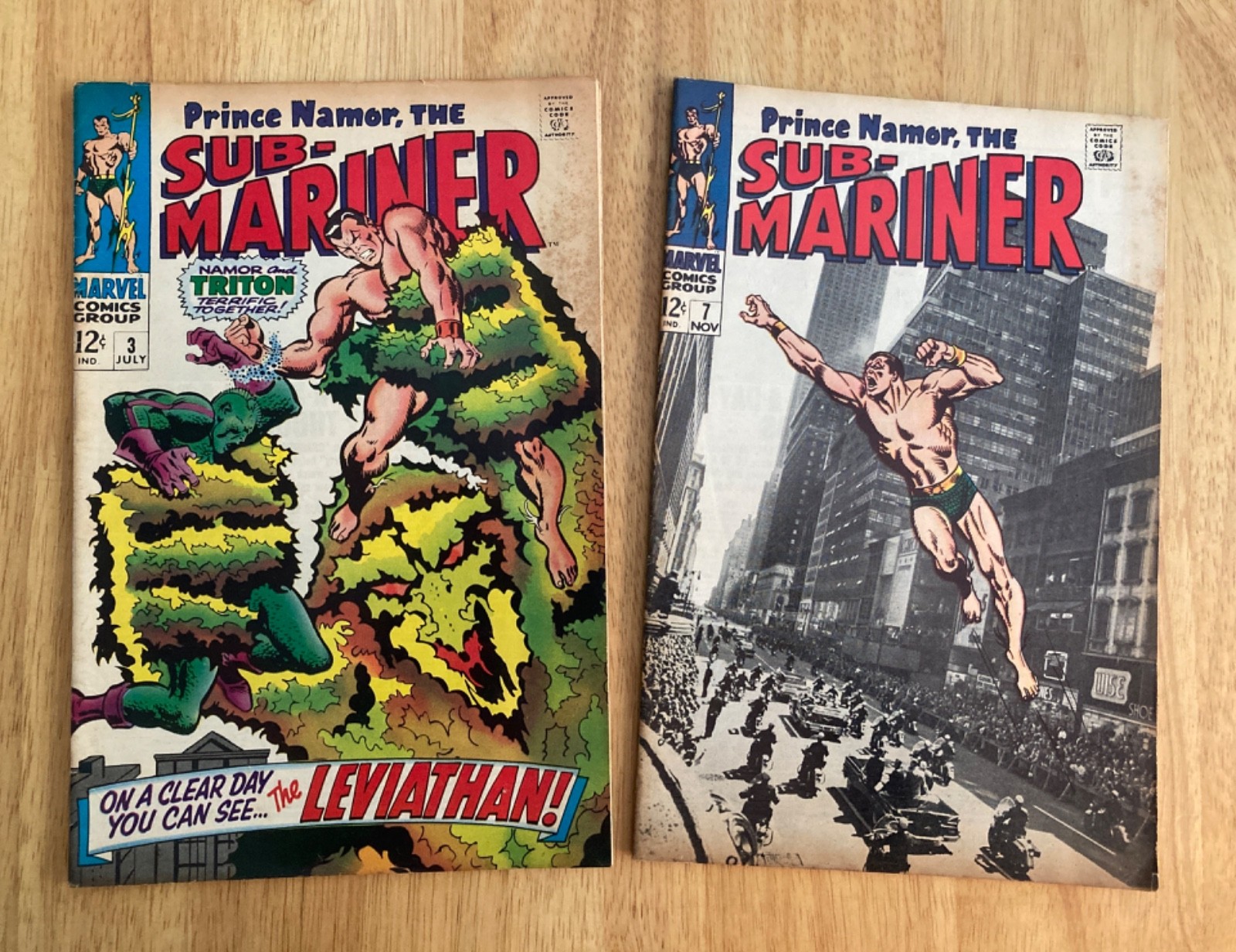 Lot of *2* 1960s SUB-MARINER #3, 7 (Nice, but Smudges/Marvel Tanning)