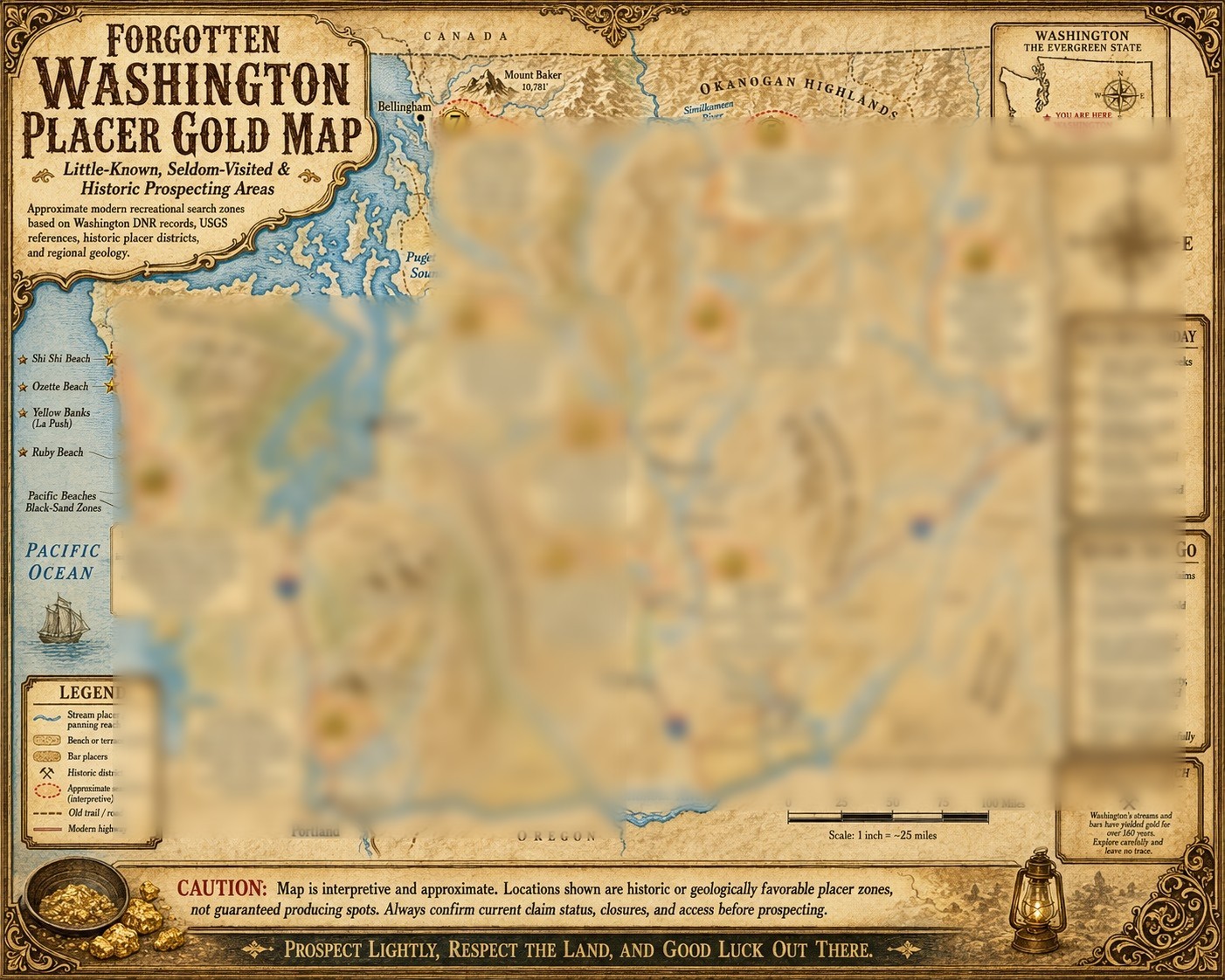 110 Lost and Forgotten Gold Placers in Washington Map - Best Locations Revealed